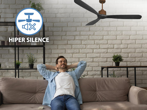 Ventilador de techo Reversible Termostato Wifi Motor DC Techos Inclinados Mando a Distancia Hypersilence Memoria FullWood 5