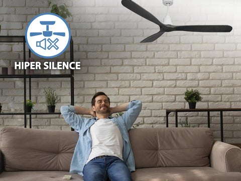 Ventilador de techo Reversible Termostato Wifi Motor DC Techos Inclinados Mando a Distancia Hypersilence Memoria FullWood 7