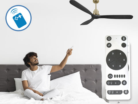 Ventilador de techo Reversible Termostato Wifi Motor DC Techos Inclinados Mando a Distancia Hypersilence Memoria FullWood 3