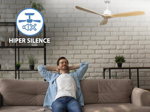 Ventilador de techo Reversible Termostato Wifi Motor DC Techos Inclinados Mando a Distancia Hypersilence Memoria FullWood 2