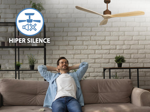 Ventilador de techo Reversible Termostato Wifi Motor DC Techos Inclinados Mando a Distancia Hypersilence Memoria FullWood 5