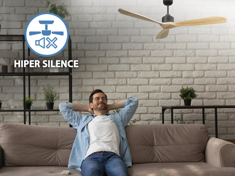 Ventilador de techo Reversible Termostato Wifi Motor DC Techos Inclinados Mando a Distancia Hypersilence Memoria FullWood 6
