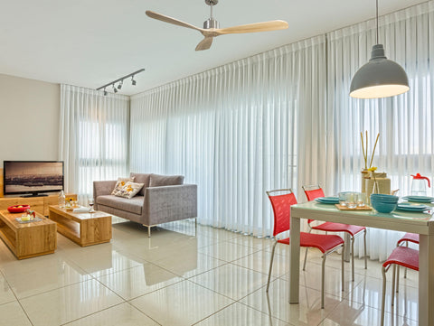 Ventilador de techo Reversible Termostato Wifi Motor DC Techos Inclinados Mando a Distancia Hypersilence Memoria FullWood 7