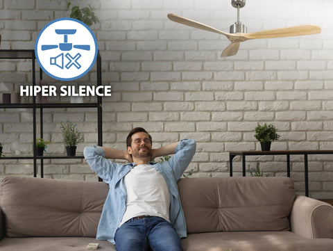 Ventilador de techo Reversible Termostato Wifi Motor DC Techos Inclinados Mando a Distancia Hypersilence Memoria FullWood 5