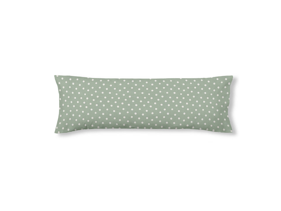 Funda de almohada 100% algodón 175 hilos con cierre de solapa 1 pieza en color verde y estampado de lunares