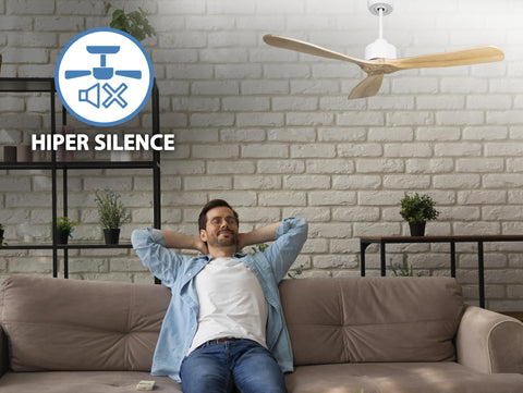 Ventilador de techo Reversible Termostato Wifi Motor DC Techos Inclinados Mando a Distancia Hypersilence Memoria FullWood 6