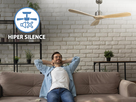 Ventilador de techo Reversible Termostato Wifi Motor DC Techos Inclinados Mando a Distancia Hypersilence Memoria FullWood 3