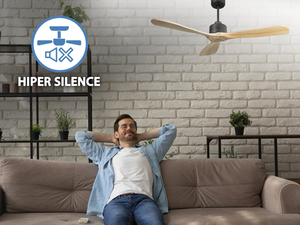 Ventilador de techo Reversible Termostato Wifi Motor DC Techos Inclinados Mando a Distancia Hypersilence Memoria FullWood 2