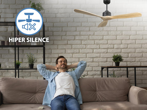 Ventilador de techo Reversible Termostato Wifi Motor DC Techos Inclinados Mando a Distancia Hypersilence Memoria FullWood 2