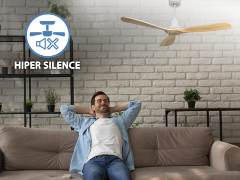 Ventilador de techo Reversible Termostato Wifi Motor DC Techos Inclinados Mando a Distancia Hypersilence Memoria FullWood 5