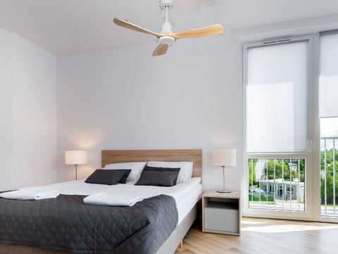 Ventilador de techo Reversible Termostato Wifi Motor DC Techos Inclinados Mando a Distancia Hypersilence Memoria FullWood 3