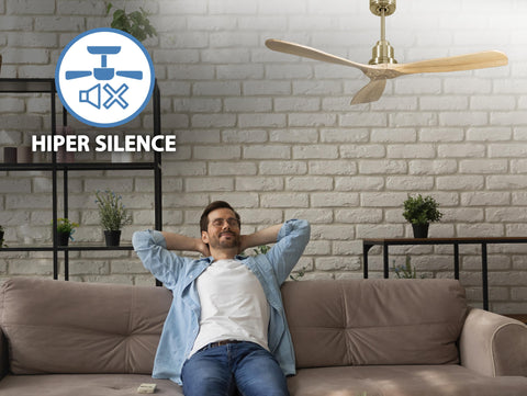 Ventilador de techo Reversible Termostato Wifi Motor DC Techos Inclinados Mando a Distancia Hypersilence Memoria FullWood 6