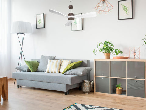 Ventilador de techo Modo Invierno/Verano Termostato Wifi Motor DC Techos Inclinados Mando a Distancia Hypersilence Memoria FullWood