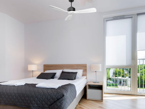 Ventilador de techo Modo Invierno/Verano Termostato Wifi Motor DC Techos Inclinados Mando a Distancia Hypersilence Memoria FullWood