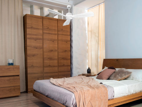 Ventilador de techo Modo Invierno/Verano Termostato Wifi Motor DC Techos Inclinados Mando a Distancia Hypersilence Memoria FullWood