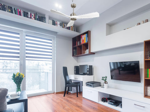 Ventilador de techo Modo Invierno/Verano Termostato Wifi Motor DC Techos Inclinados Mando a Distancia Hypersilence Memoria FullWood