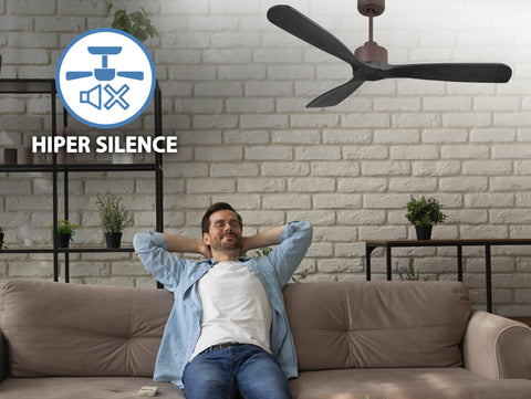 Ventilador de techo Reversible Termostato Wifi Motor DC Techos Inclinados Mando a Distancia Hypersilence Memoria FullWood 4