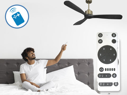 Ventilador de techo Reversible Termostato Wifi Motor DC Techos Inclinados Mando a Distancia Hypersilence Memoria FullWood 4