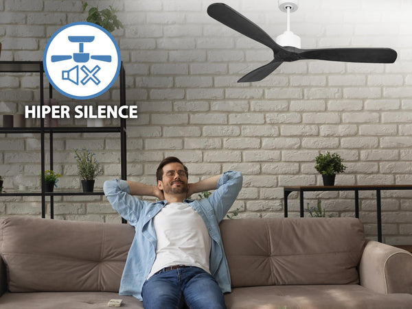 Ventilador de techo Reversible Termostato Wifi Motor DC Techos Inclinados Mando a Distancia Hypersilence Memoria FullWood 2