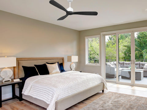 Ventilador de techo Reversible Termostato Wifi Motor DC Techos Inclinados Mando a Distancia Hypersilence Memoria FullWood 7