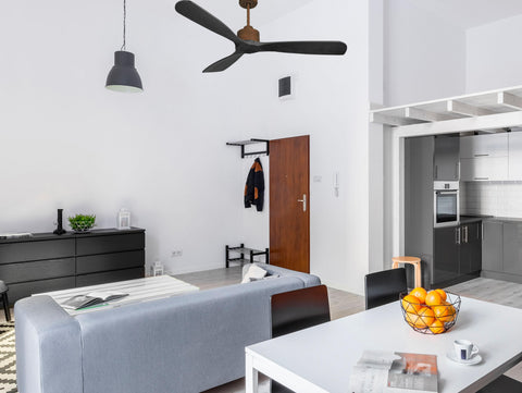 Ventilador de techo Reversible Termostato Wifi Motor DC Techos Inclinados Mando a Distancia Hypersilence Memoria FullWood 3