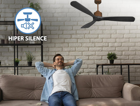 Ventilador de techo Reversible Termostato Wifi Motor DC Techos Inclinados Mando a Distancia Hypersilence Memoria FullWood 2