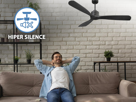 Ventilador de techo Reversible Termostato Wifi Motor DC Techos Inclinados Mando a Distancia Hypersilence Memoria FullWood 3