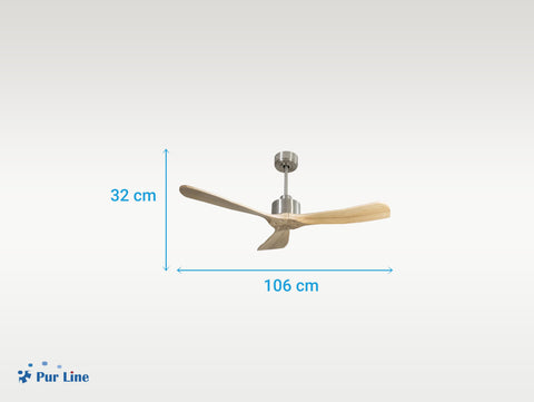 Ventilador de techo Reversible Termostato Wifi Motor DC Techos Inclinados Mando a Distancia Hypersilence Memoria FullWood 3