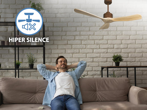 Ventilador de techo Reversible Termostato Wifi Motor DC Techos Inclinados Mando a Distancia Hypersilence Memoria FullWood 4