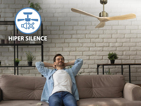 Ventilador de techo Reversible Termostato Wifi Motor DC Techos Inclinados Mando a Distancia Hypersilence Memoria FullWood 4