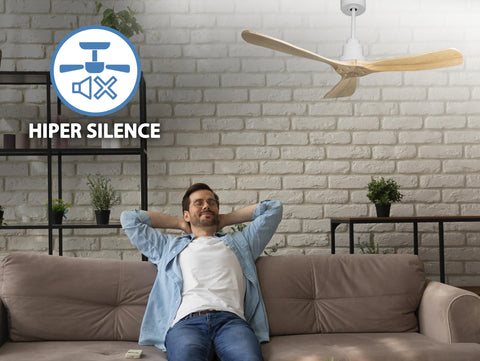 Ventilador de techo Reversible Termostato Wifi Motor DC Techos Inclinados Mando a Distancia Hypersilence Memoria FullWood 7