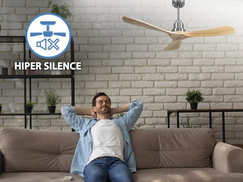 Ventilador de techo Reversible Termostato Wifi Motor DC Techos Inclinados Mando a Distancia Hypersilence Memoria FullWood 7
