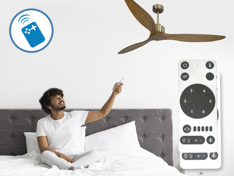 Ventilador de techo Reversible Termostato Wifi Motor DC Techos Inclinados Mando a Distancia Hypersilence Memoria FullWood 2