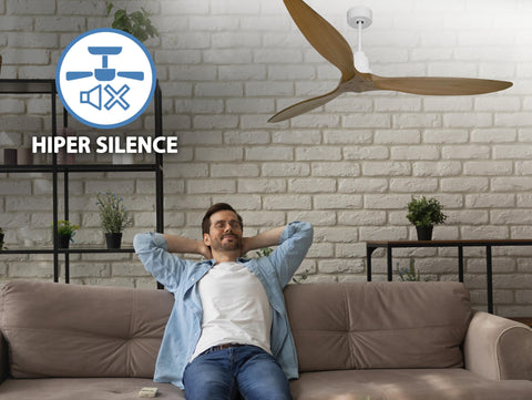 Ventilador de techo Reversible Termostato Wifi Motor DC Techos Inclinados Mando a Distancia Hypersilence Memoria FullWood 7