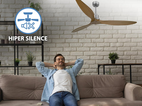 Ventilador de techo Reversible Termostato Wifi Motor DC Techos Inclinados Mando a Distancia Hypersilence Memoria FullWood 4