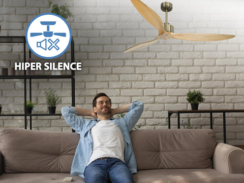 Ventilador de techo Reversible Termostato Wifi Motor DC Techos Inclinados Mando a Distancia Hypersilence Memoria FullWood 5