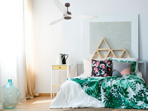 Ventilador de techo Reversible Termostato Wifi Motor DC Techos Inclinados Mando a Distancia Hypersilence Memoria FullWood