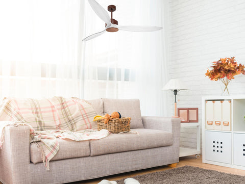 Ventilador de techo Modo Invierno/Verano Termostato Wifi Motor DC Techos Inclinados Mando a Distancia Hypersilence Memoria FullWood