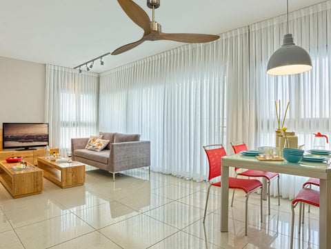 Ventilador de techo Reversible Termostato Wifi Motor DC Techos Inclinados Mando a Distancia Hypersilence Memoria FullWood 7