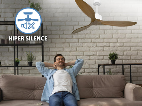 Ventilador de techo Reversible Termostato Wifi Motor DC Techos Inclinados Mando a Distancia Hypersilence Memoria FullWood 3