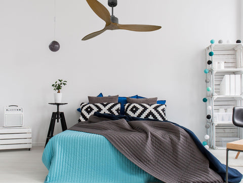 Ventilador de techo Reversible Termostato Wifi Motor DC Techos Inclinados Mando a Distancia Hypersilence Memoria FullWood 7