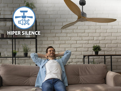 Ventilador de techo Reversible Termostato Wifi Motor DC Techos Inclinados Mando a Distancia Hypersilence Memoria FullWood 2