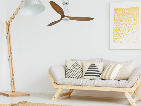 Ventilador de techo Reversible Termostato Wifi Motor DC Techos Inclinados Mando a Distancia Hypersilence Memoria FullWood 2