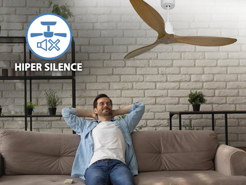 Ventilador de techo Reversible Termostato Wifi Motor DC Techos Inclinados Mando a Distancia Hypersilence Memoria FullWood 5