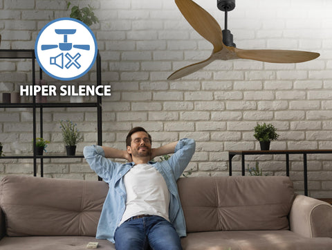 Ventilador de techo Reversible Termostato Wifi Motor DC Techos Inclinados Mando a Distancia Hypersilence Memoria FullWood 7