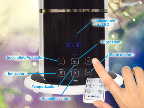 Humidificador de vapor frío con control remoto, diseño ultra eficiente y muy limpio con higrostato_5