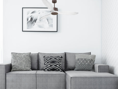 Ventilador de techo Reversible Termostato Wifi Motor DC Techos Inclinados Mando a Distancia Hypersilence Memoria FullWood