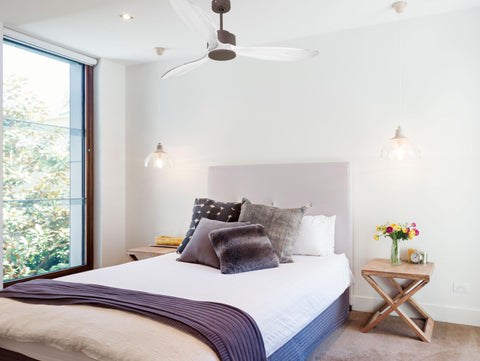 Ventilador de techo Reversible Termostato Wifi Motor DC Techos Inclinados Mando a Distancia Hypersilence Memoria FullWood