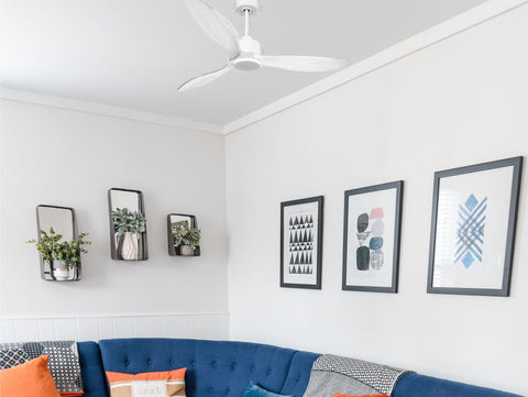 Ventilador de techo Modo Invierno/Verano Termostato Wifi Motor DC Techos Inclinados Mando a Distancia Hypersilence Memoria FullWood