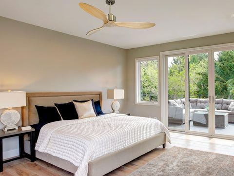 Ventilador de techo Reversible Termostato Wifi Motor DC Techos Inclinados Mando a Distancia Hypersilence Memoria FullWood 7